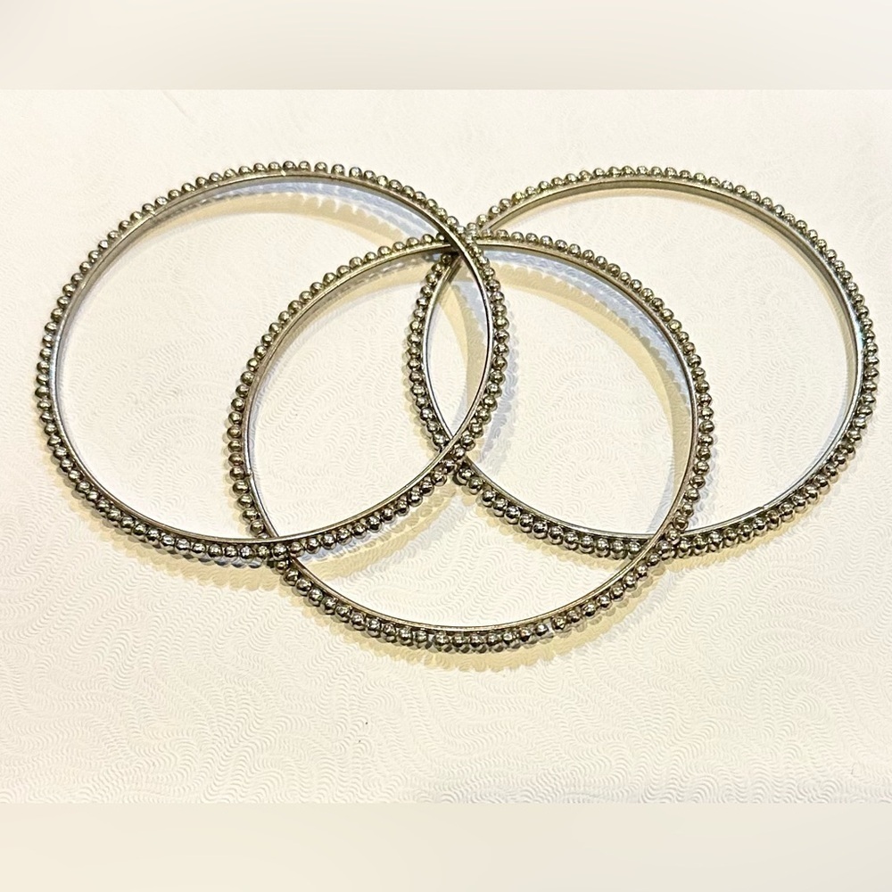 VINTAGE Dark Silver Set Of Three Bangle Bracelets